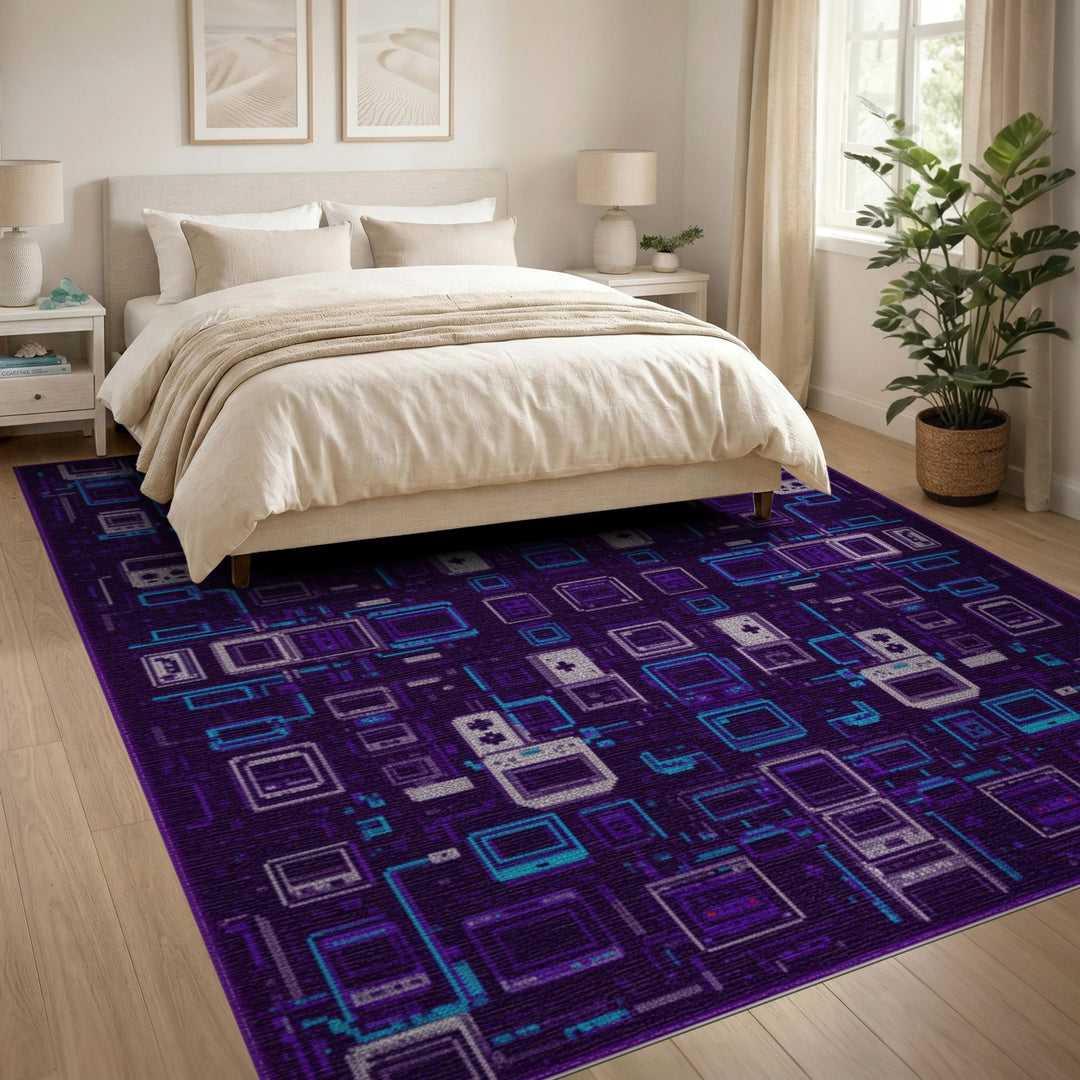 Purple Pixel Gaming Area Rug