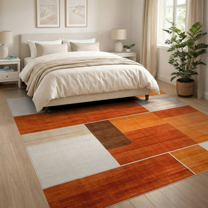 Geometric Brown Tan Area Rug