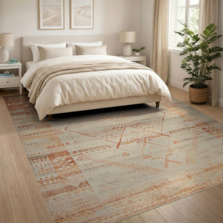 Orange Southwestern Geometric Area Rug