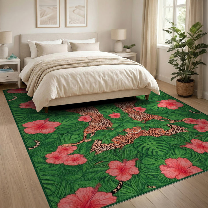 Leopard Hibiscus Area Rug