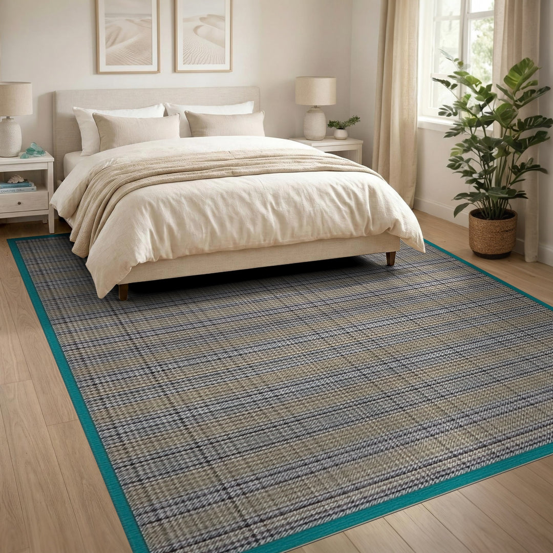 Beige and Neutral Geometric Modern Beige Plaid Geometric Area Rug