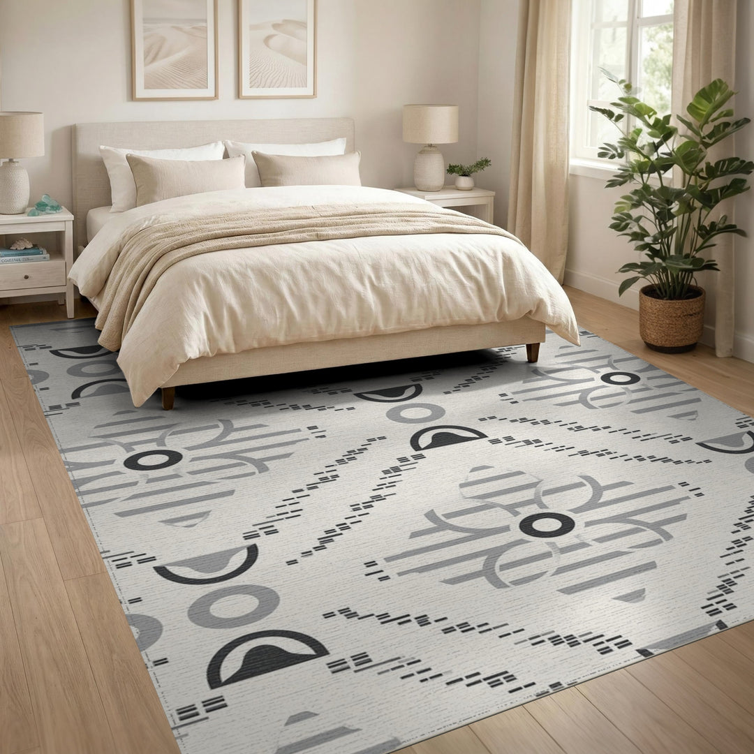 Black White Geometric Area Rug