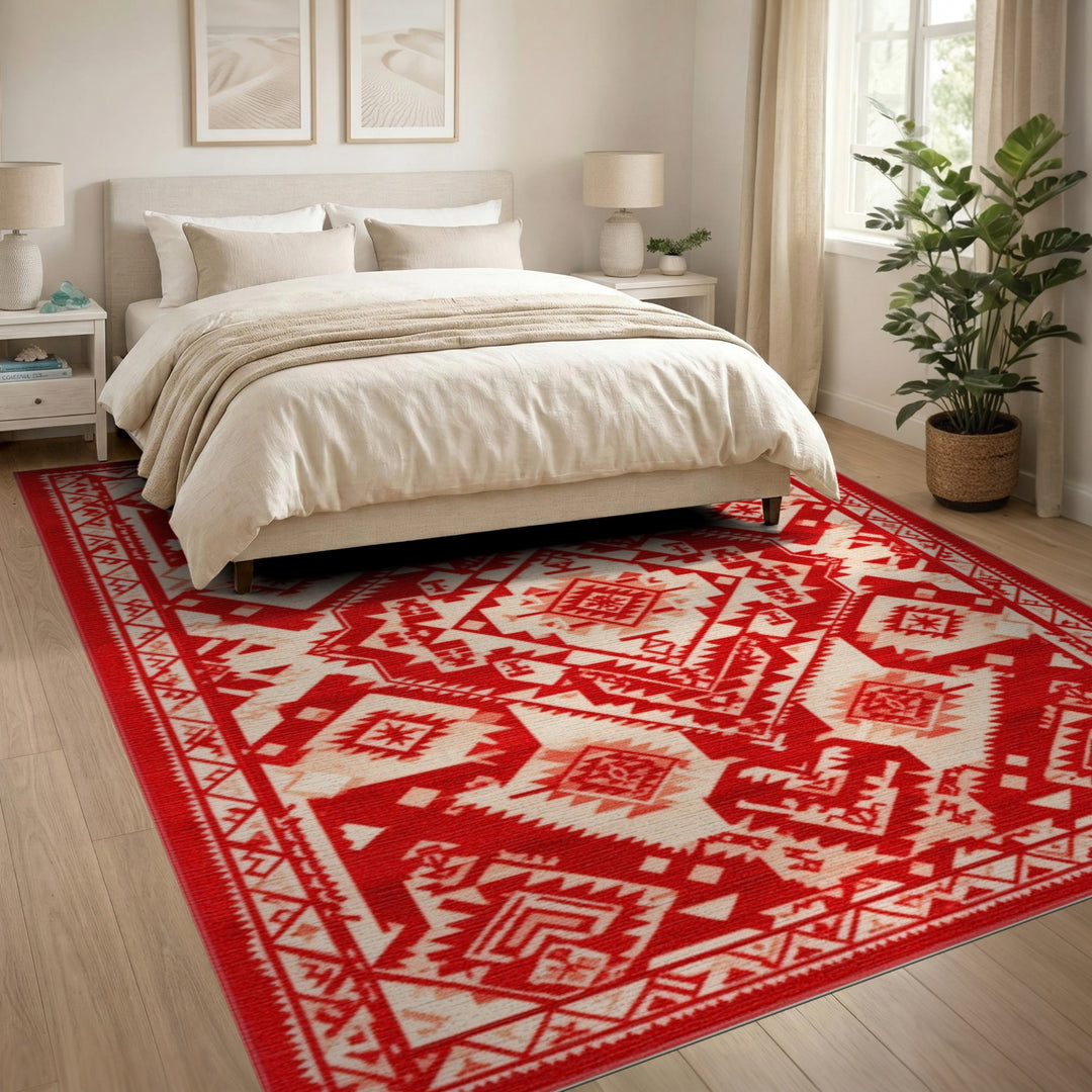 Red Heritage Tribal Area Rug