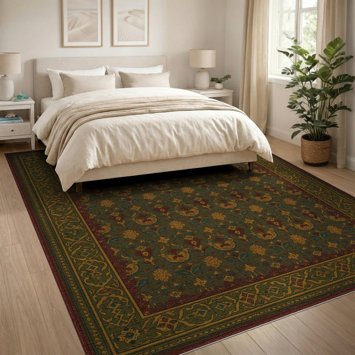 Green Persian Floral Area Rug