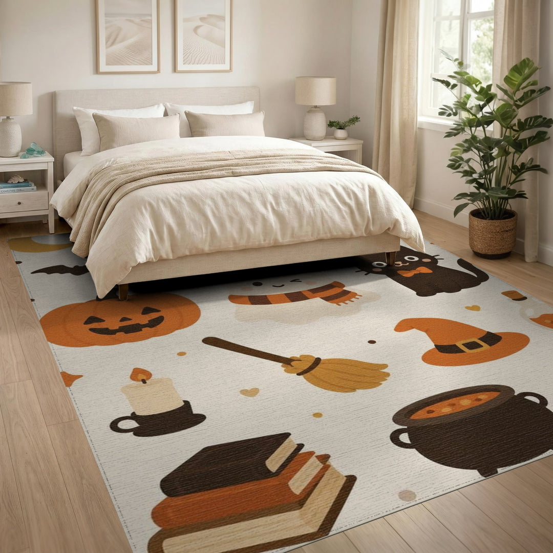 Multi-color and Patterns Cute Halloween Kids Cartoon Area Rug