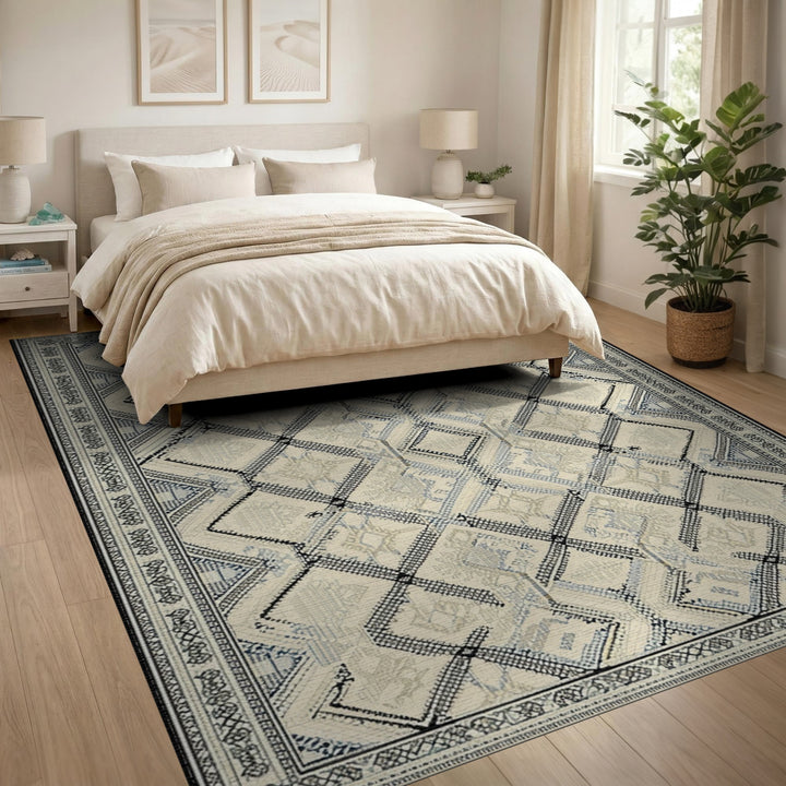 Beige Geometric Diamond Area Rug