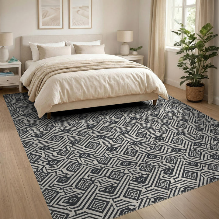 Black White Geometric Area Rug