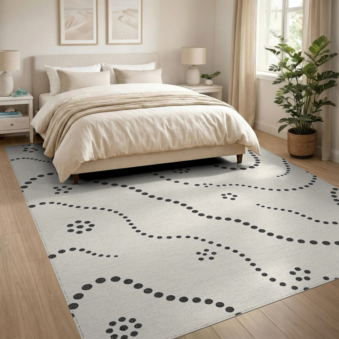 Black Dot Geometric Area Rug
