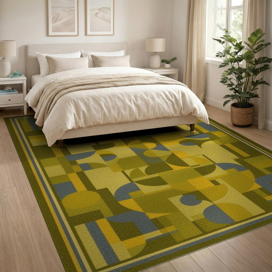 Green Geometric Area Rug
