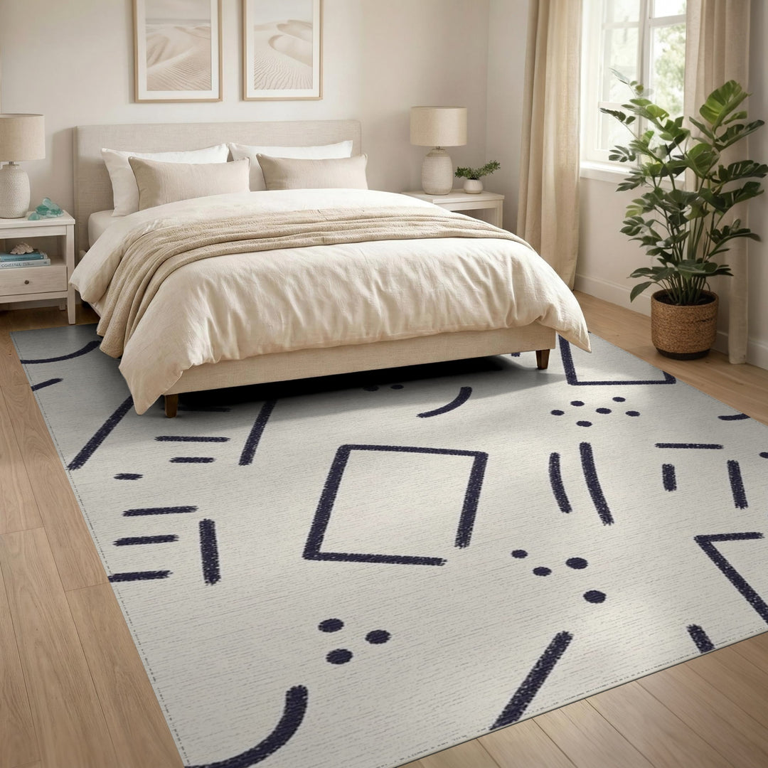 Black White Geometric Area Rug