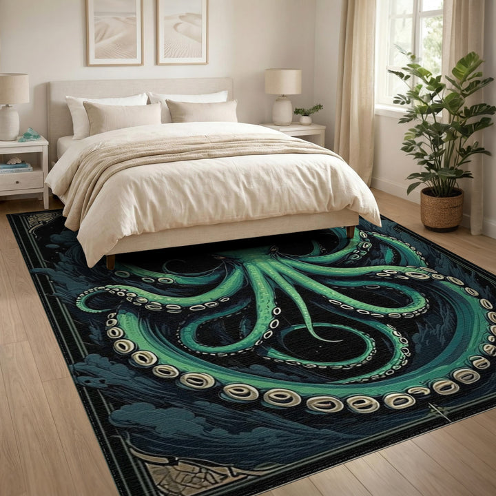 Green Octopus Swirl Area Rug