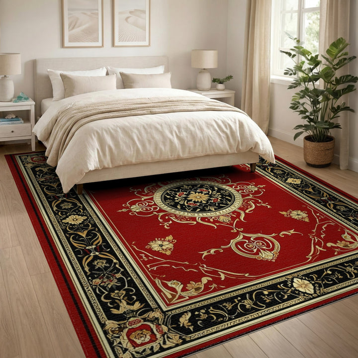 Red Traditional Persian Medallion Area Rug