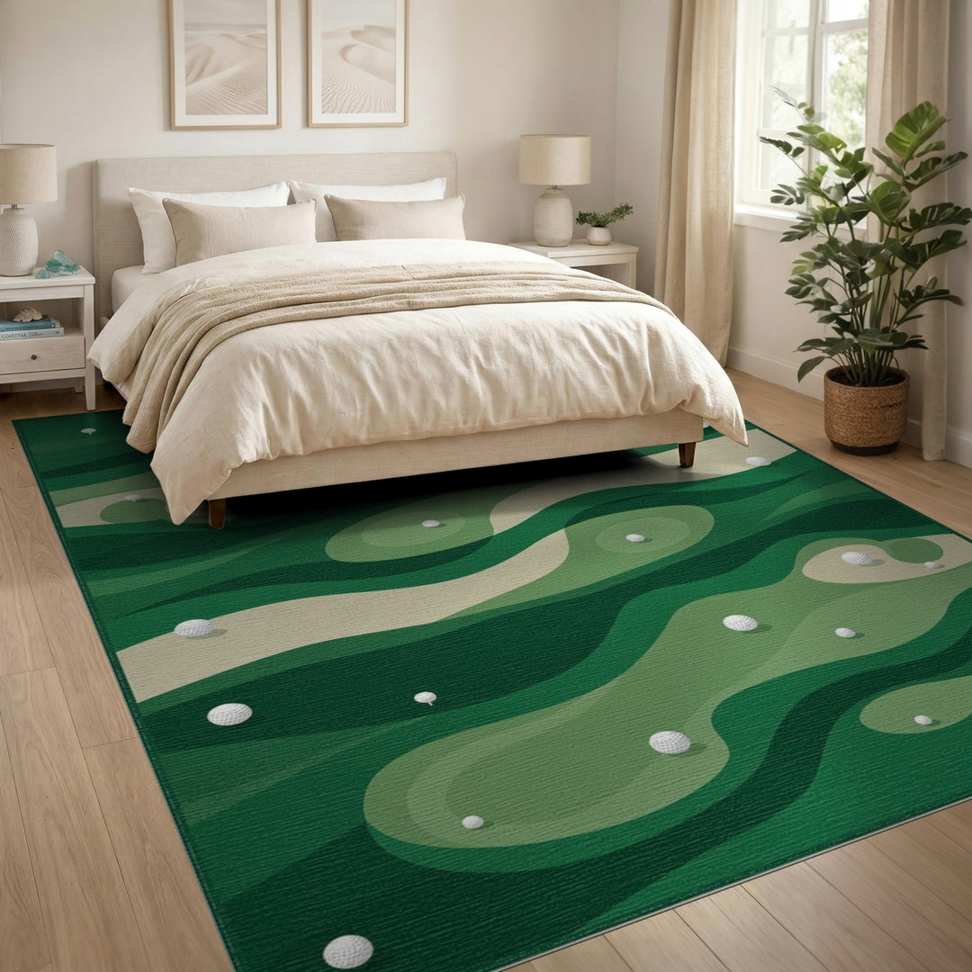 Abstract Green Golf Course Area Rug
