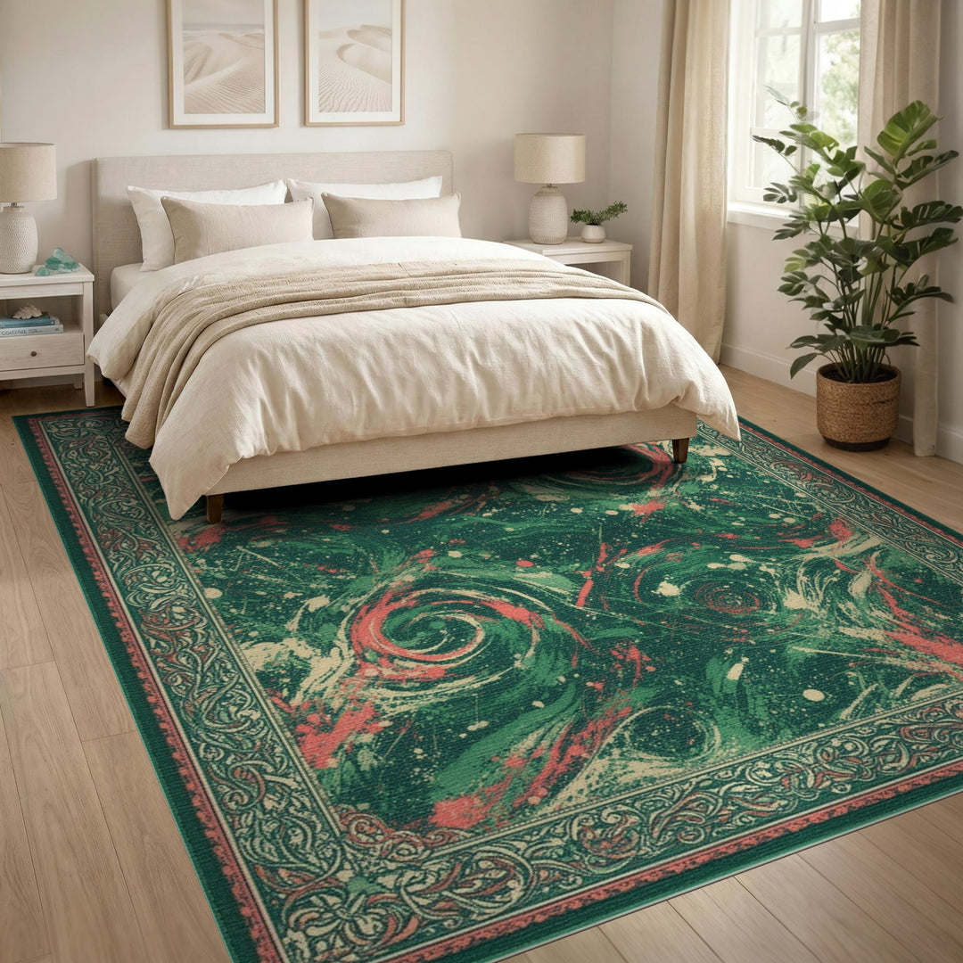 Green Swirl Green Swirl Abstract Area Rug