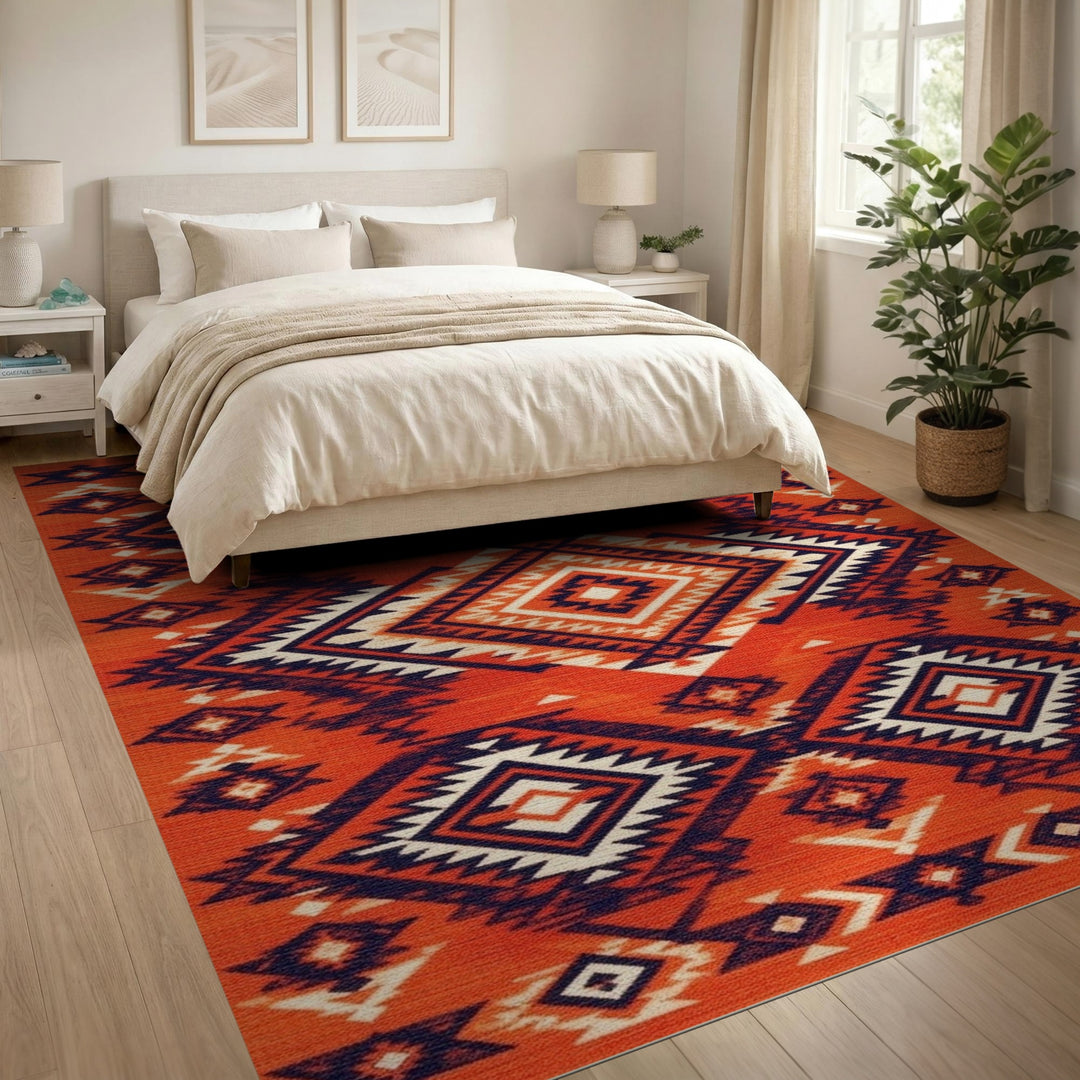 Orange Southwestern Geometric Area Rug