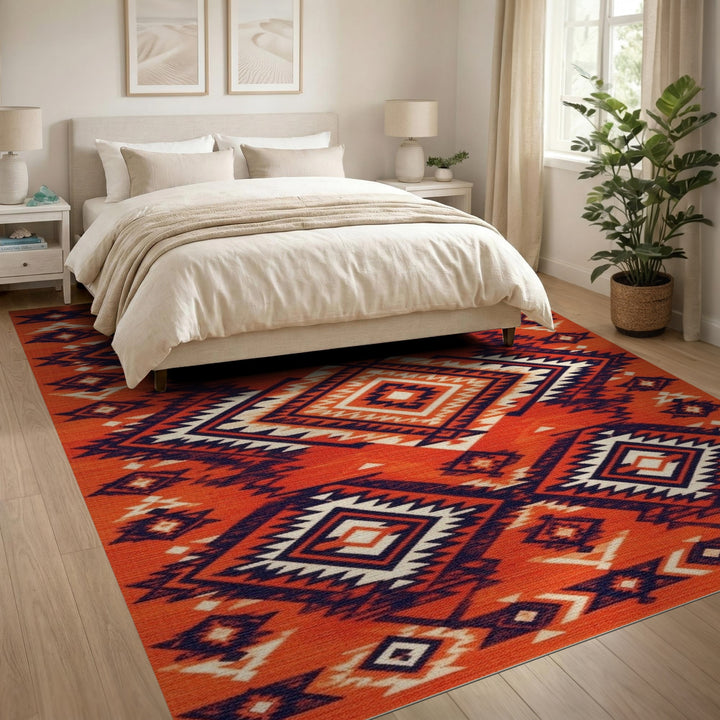 Orange Southwestern Geometric Area Rug