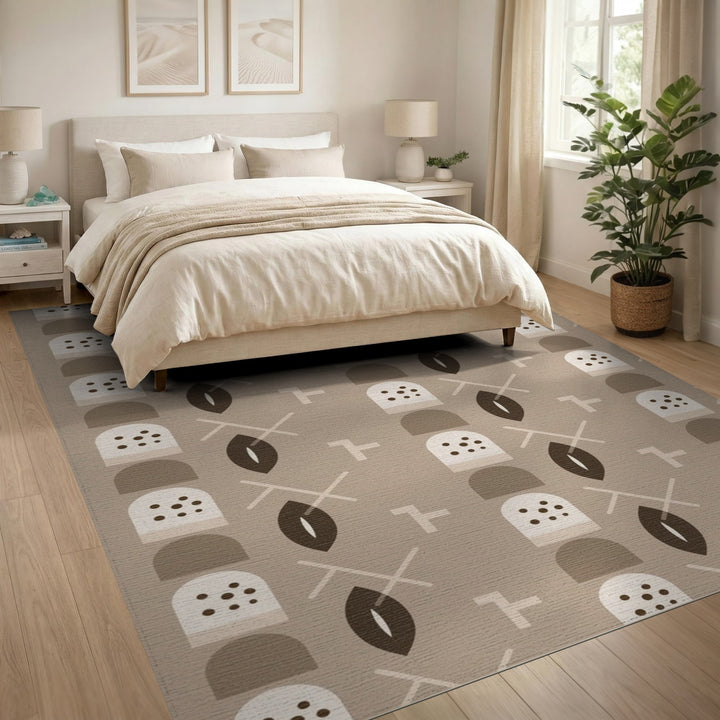 Beige Geometric Modern Area Rug