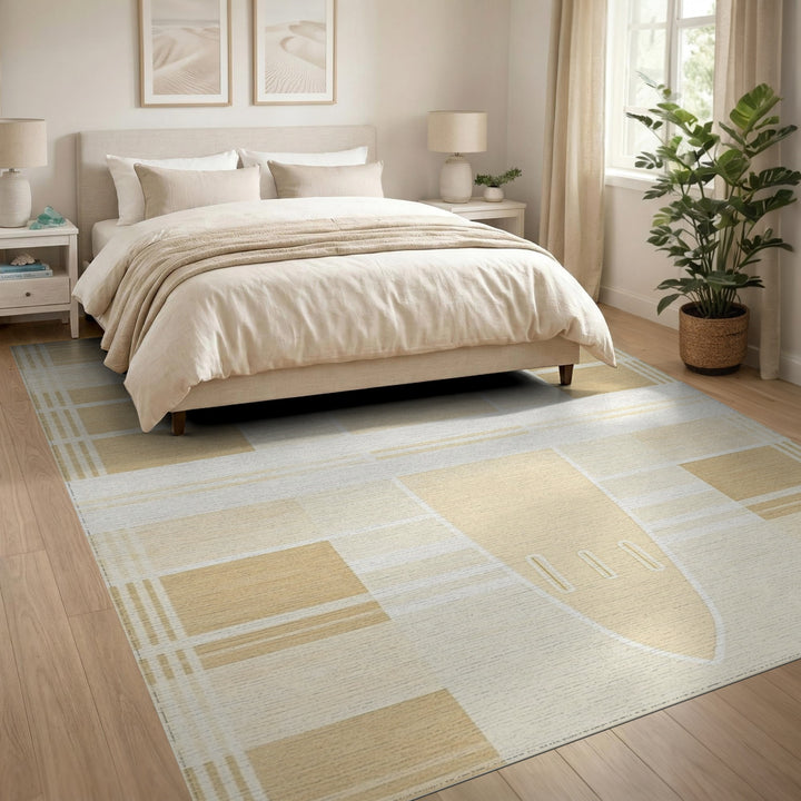 Beige Surfboard Coastal Area Rug