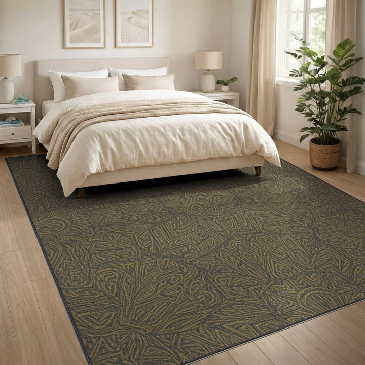 Gold and Silver Golden Medallion Traditional Persian Area Rug