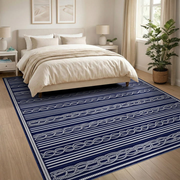 Navy Rope Knot Coastal Area Rug