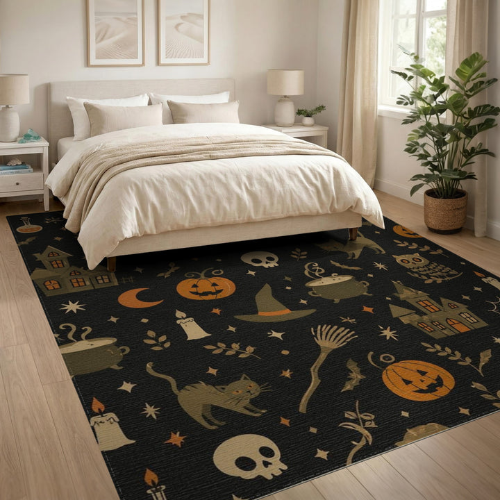 Spooky Halloween Icons Area Rug