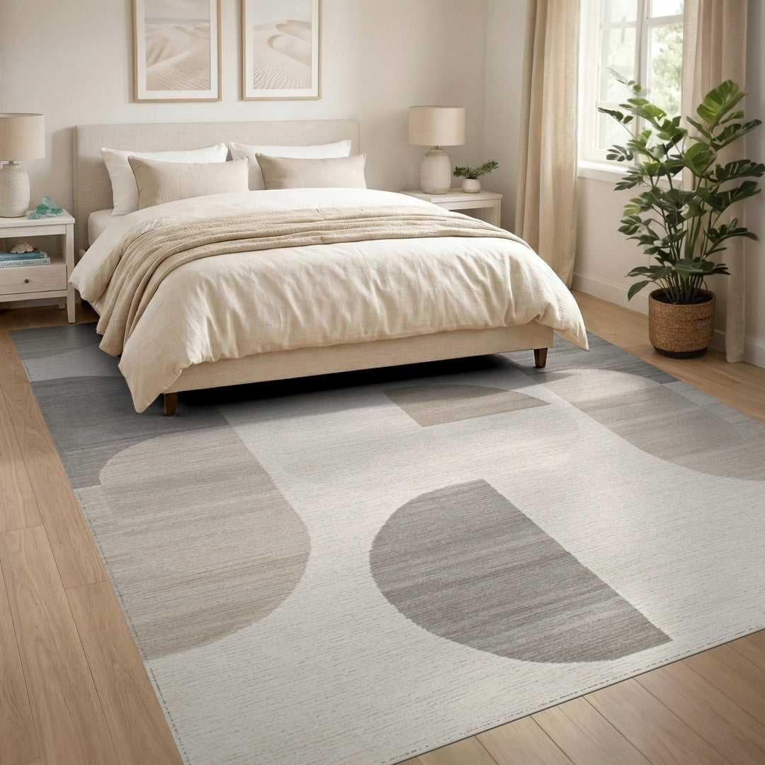 Circle Beige Geometric Circle Area Rug