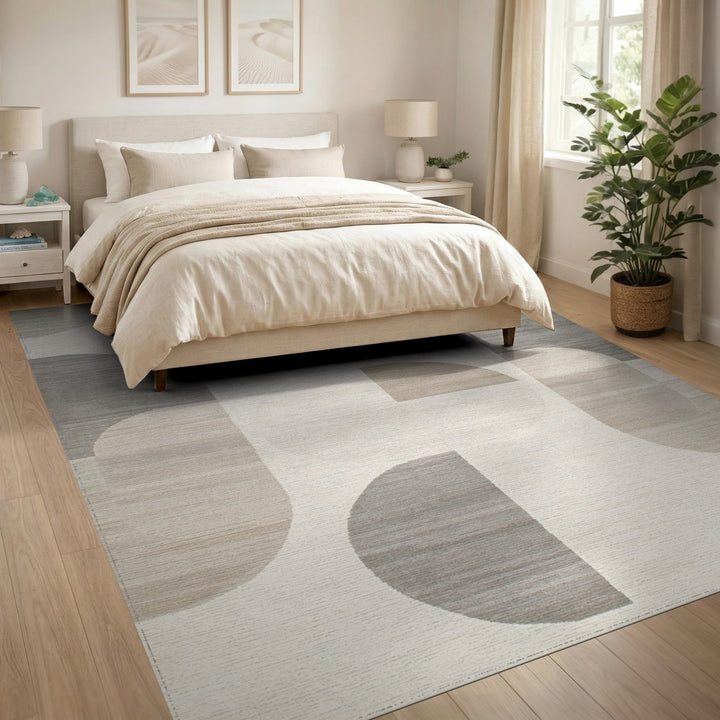 Circle Beige Geometric Circle Area Rug