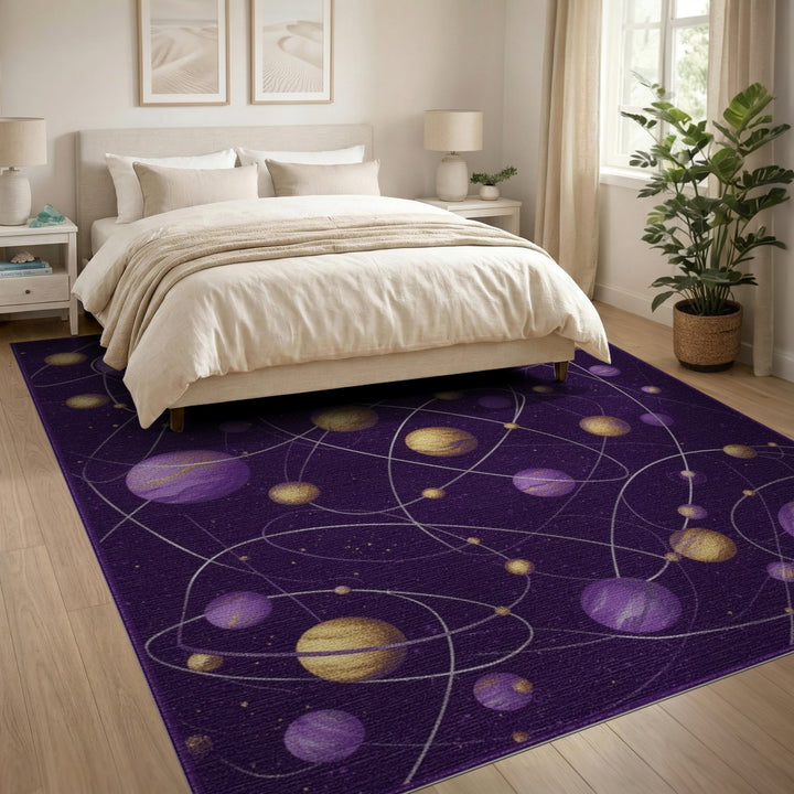 Abstract Area Purple Celestial Orbit Area Rug