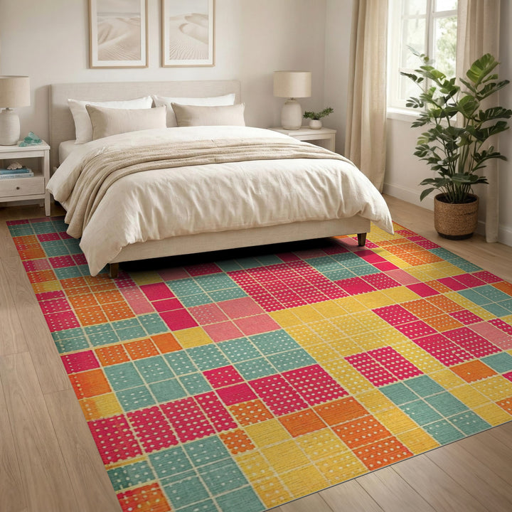Vibrant Multi-Color Geometric Area Rug
