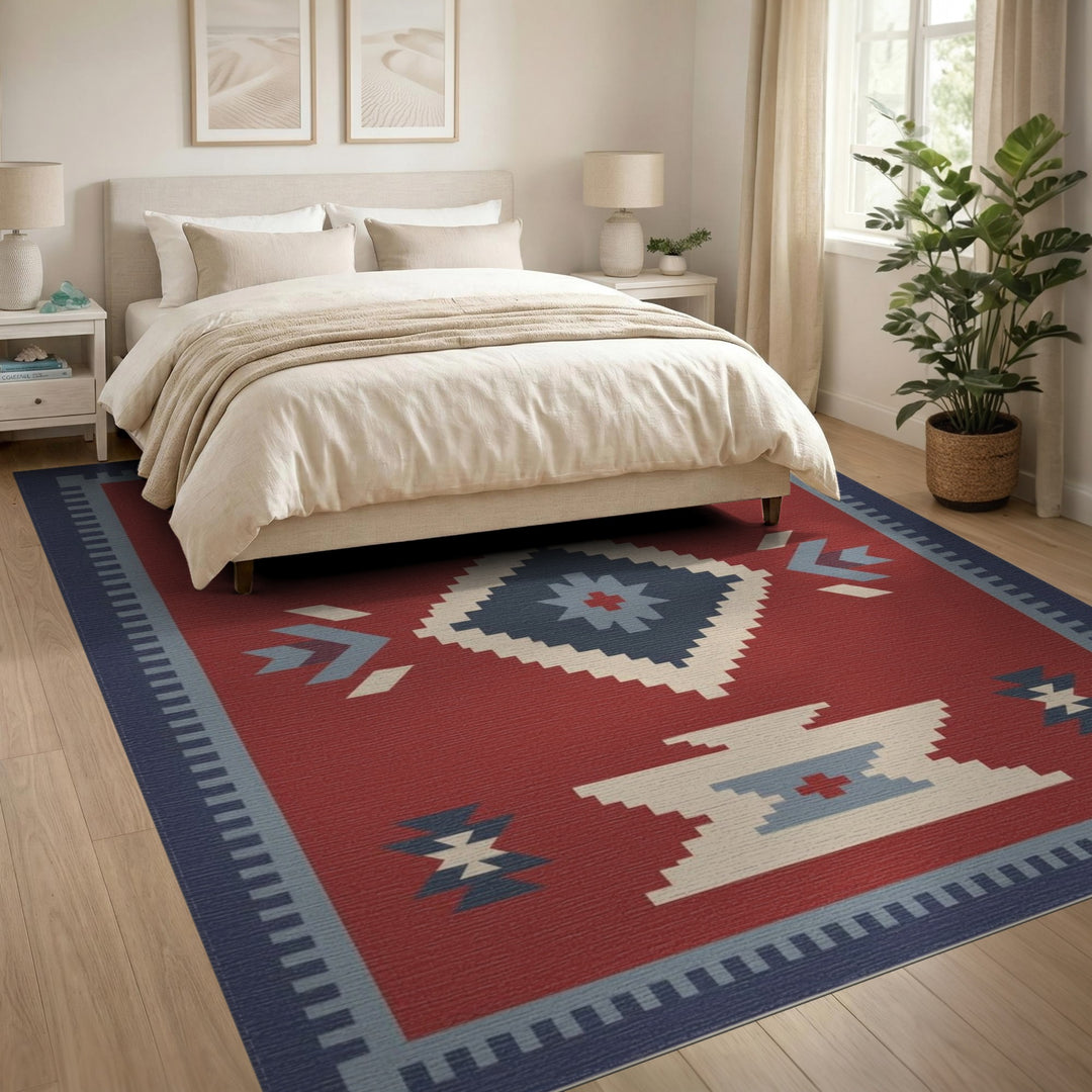 Red Southwestern Geometric Area Rug