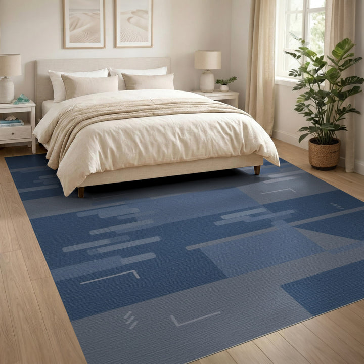 Blue Geometric Abstract Area Rug