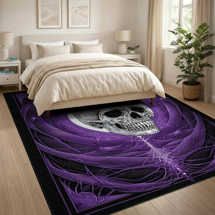 Purple Skull Web Area Rug