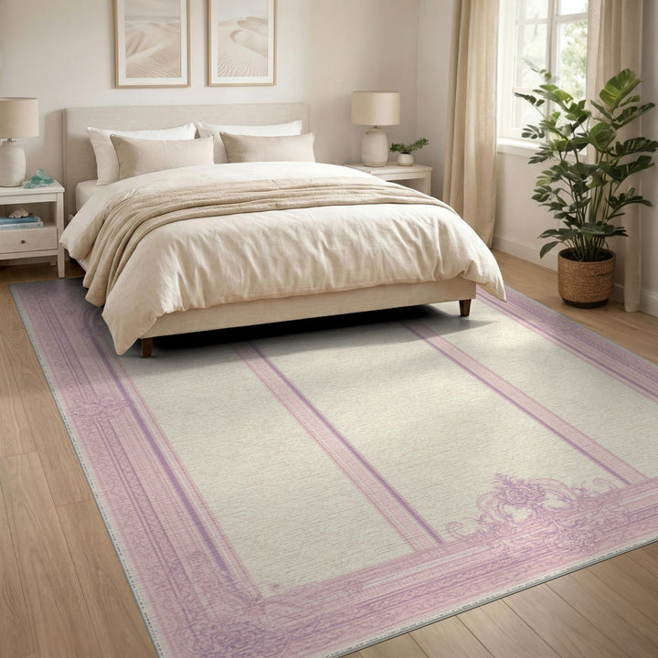 Pink Ornate Triple Arch Area Rug