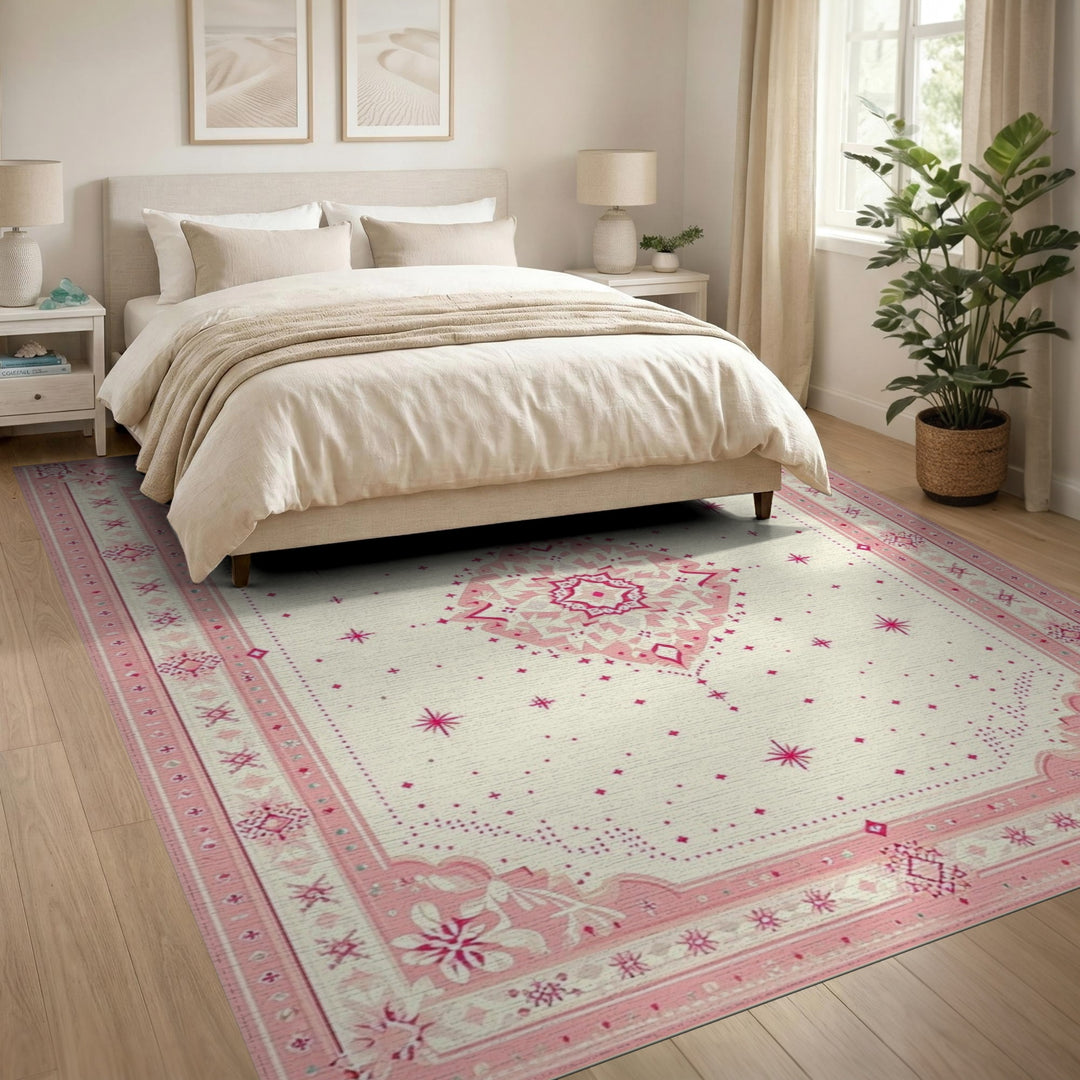 Blush Medallion Blush Pink Floral Medallion Area Rug