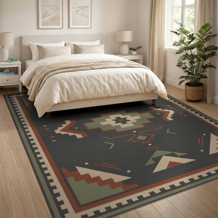 Geometric Brown and Tan Southwestern Geometric Area Rug