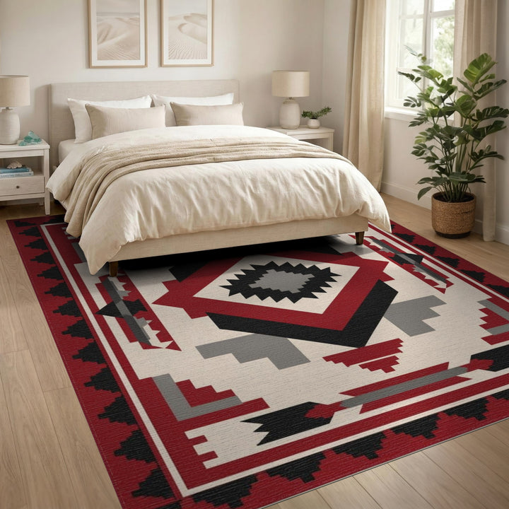 Red Southwestern Geometric Area Rug