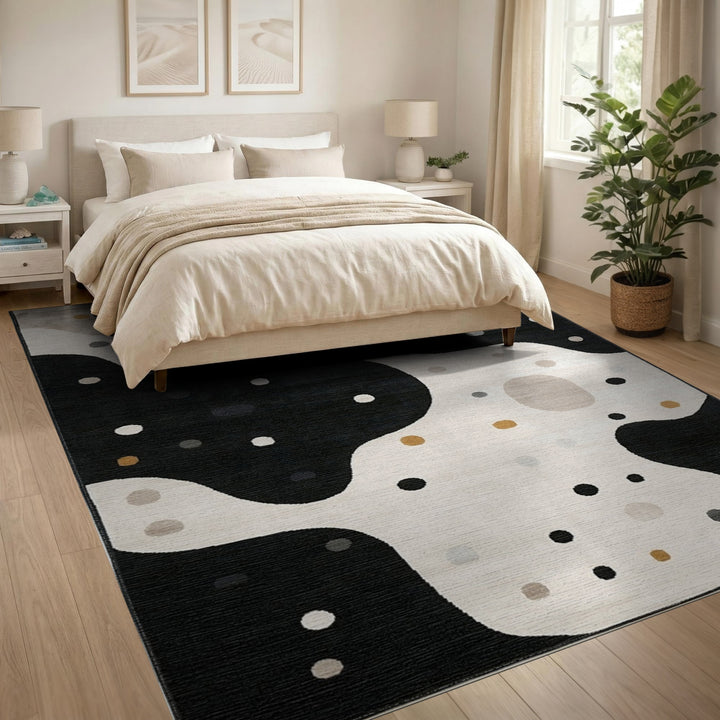 Black and White Abstract Black White Area Rug