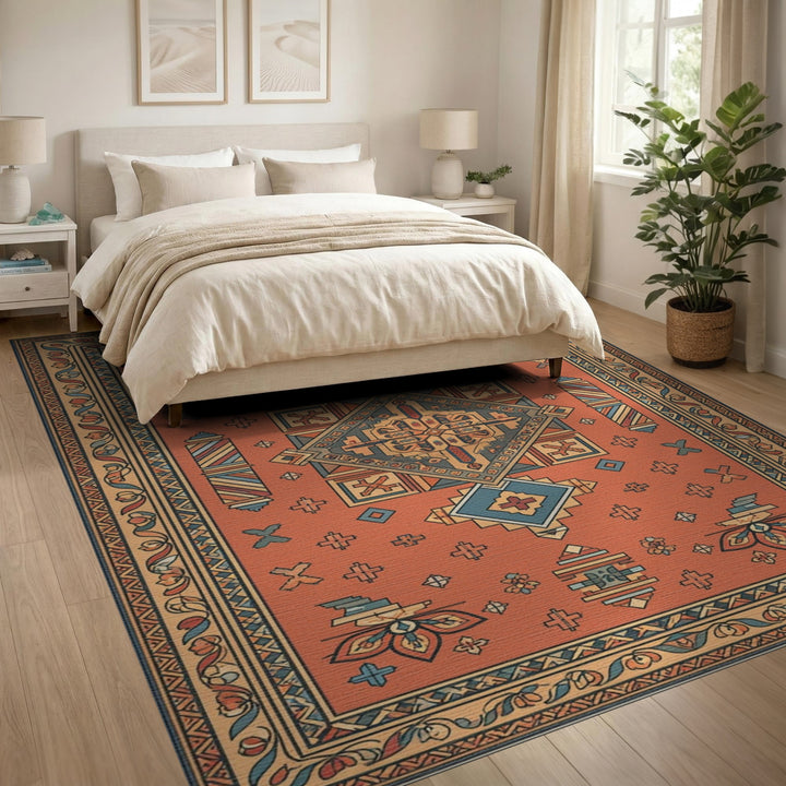 Southwestern Orange Southwestern Geometric Medallion Rug