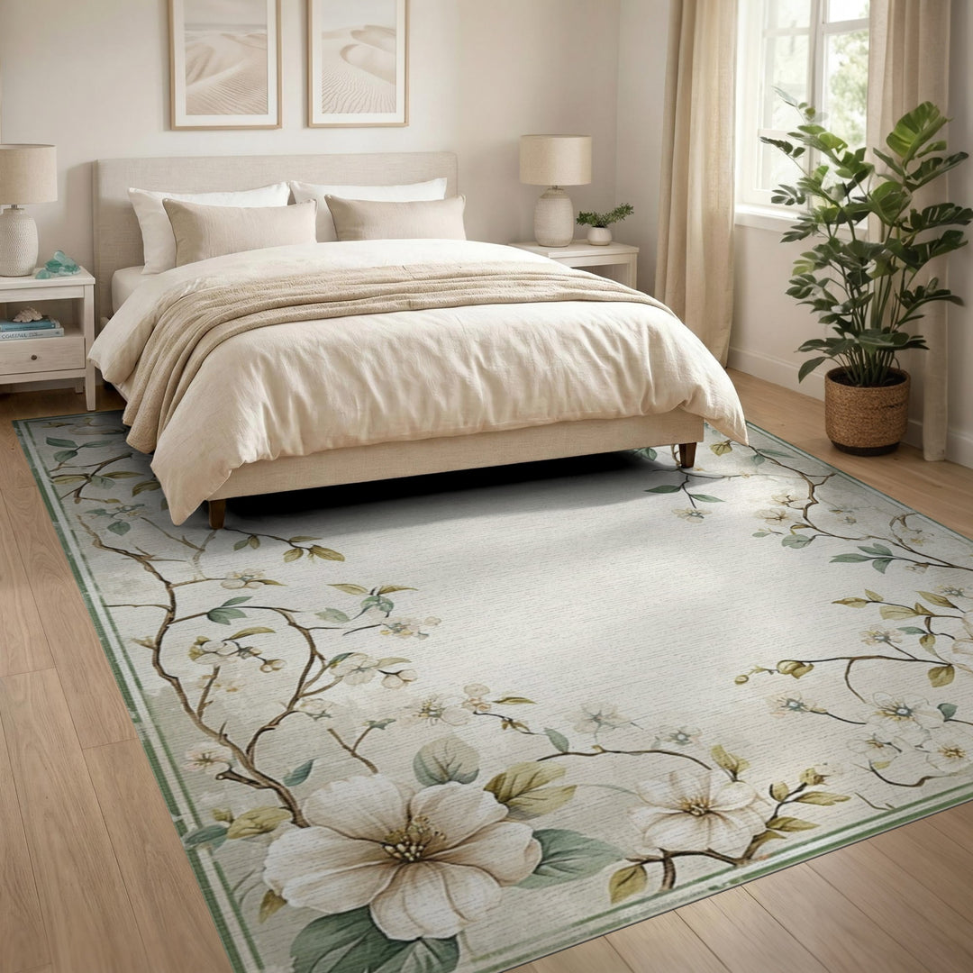 Vintage Floral Beige Area Rug