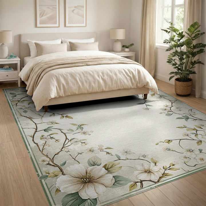 Vintage Floral Beige Area Rug