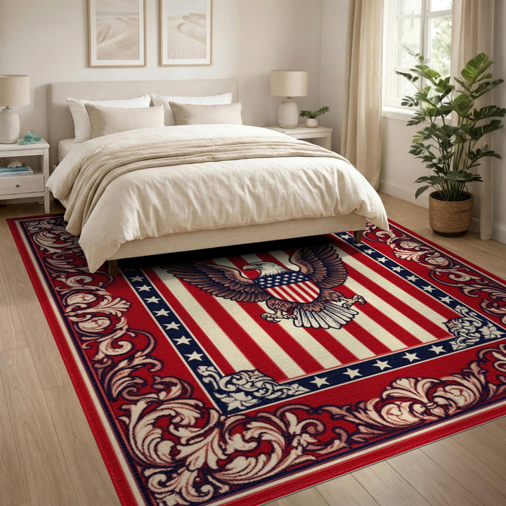 American Eagle Patriotic Red Area Rug