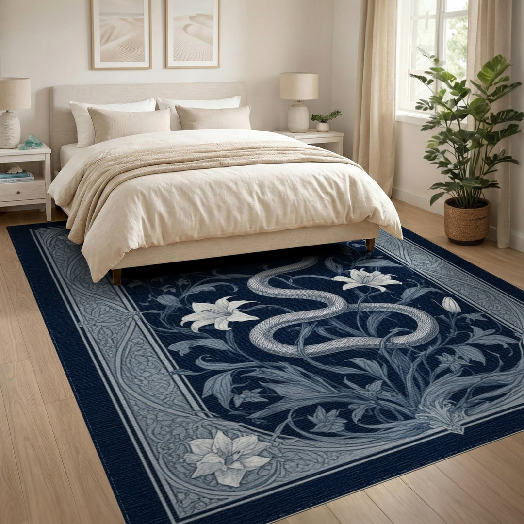 Blue Serpent Lily Area Rug