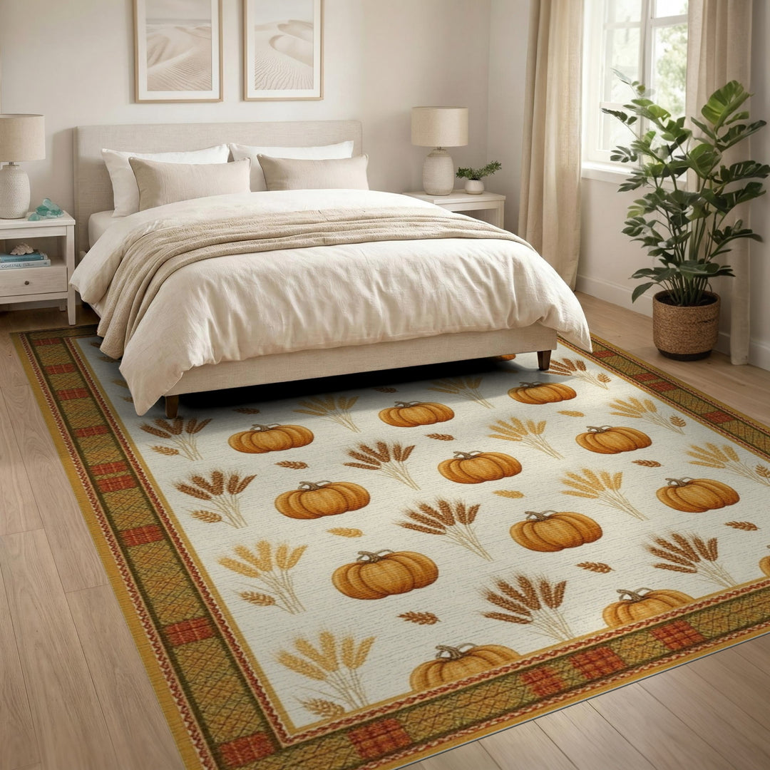 Pumpkin Harvest Rustic Area Rug