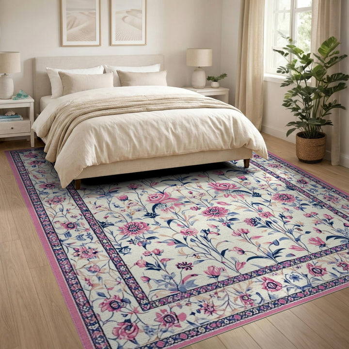 Pink Floral Vintage Area Rug