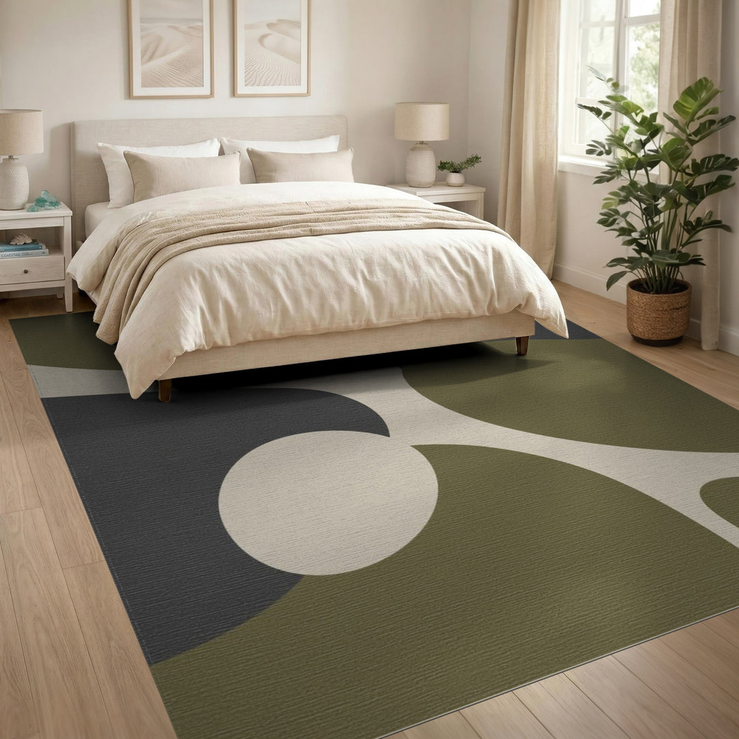 Green Organic Abstract Area Rug