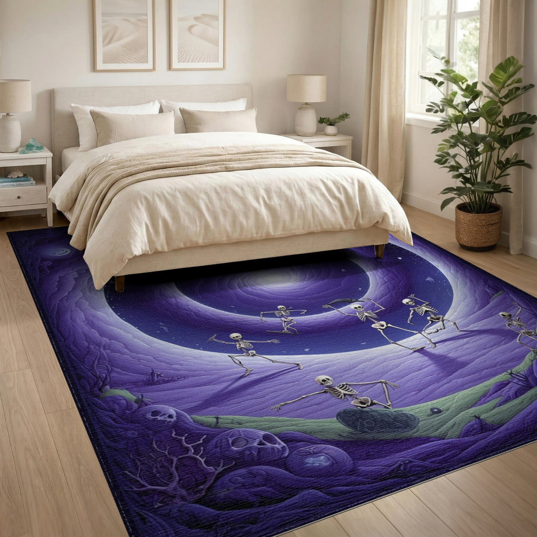 Purple Cosmic Skeleton Dance Area Rug