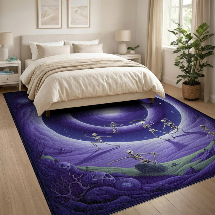 Purple Cosmic Skeleton Dance Area Rug