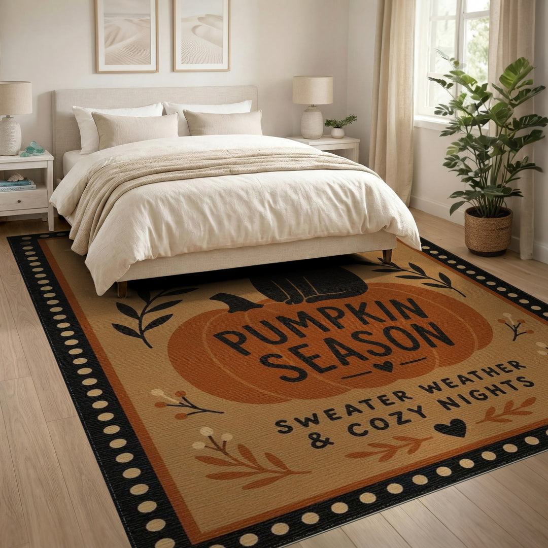 Pumpkin Season Black Cat Area Rug