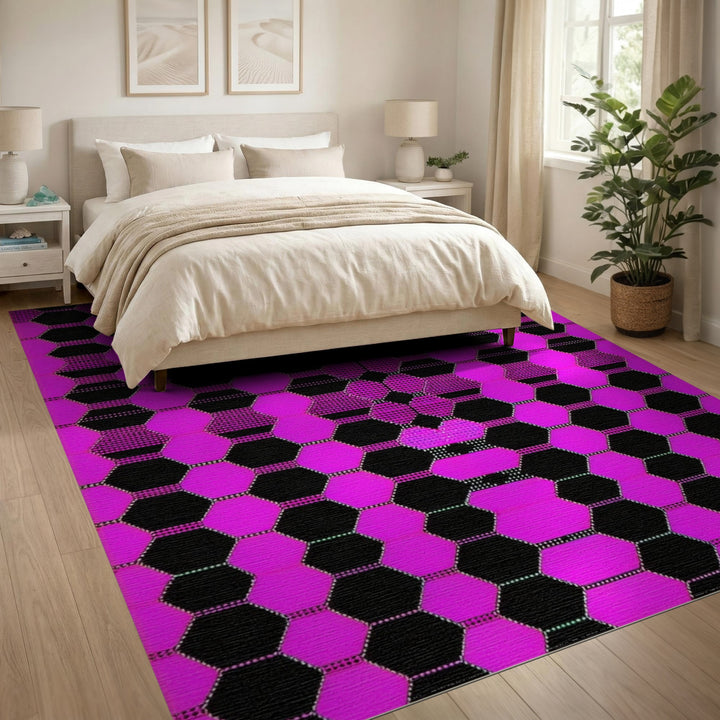 Geometric Modern Pink Hexagon Geometric Area Rug