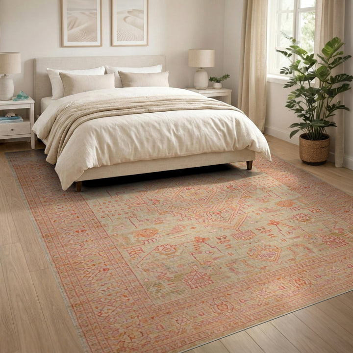 Mint Green Distressed Medallion Area Rug